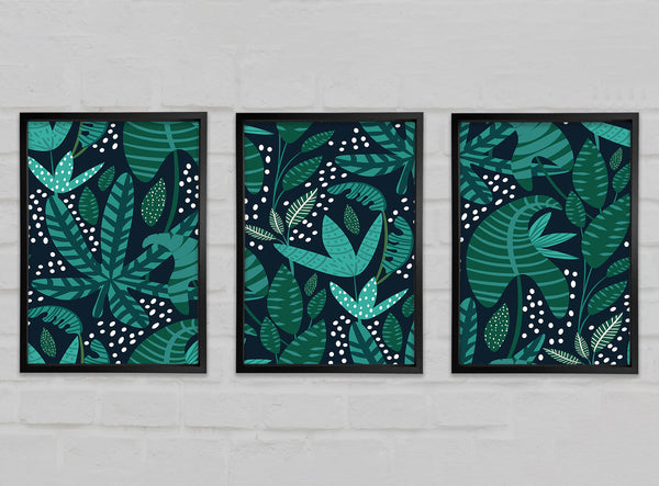 Green Leaves Minimalist 3 Piece Prints