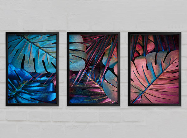 Blazing Jungle Leaves Set of 3 Framed Print