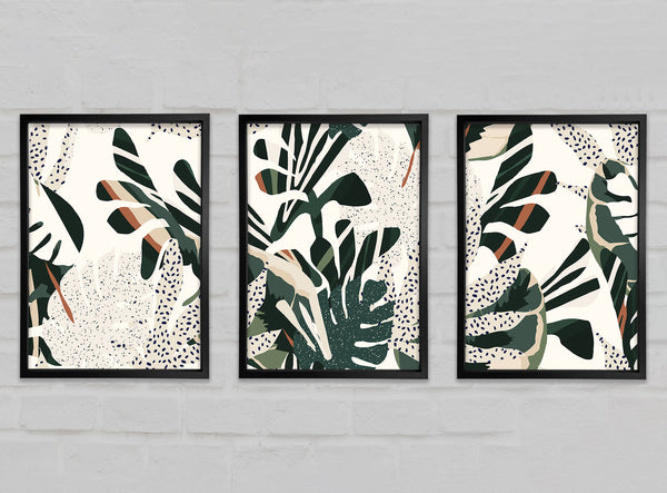 Leaf Pattern Exotic Set of 3 Framed Print