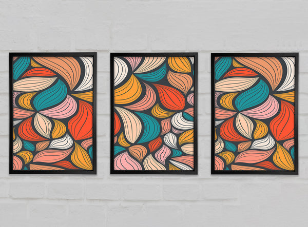 Groovy Autumn Petals Set of 3 Framed Print