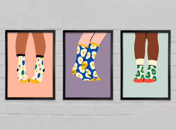 We Love Socks Set of 3 Framed Print