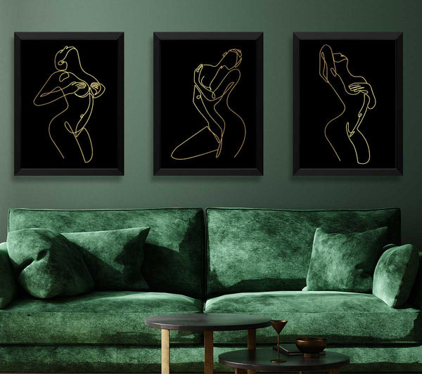 Fashion Line Art Schwarz und Gold