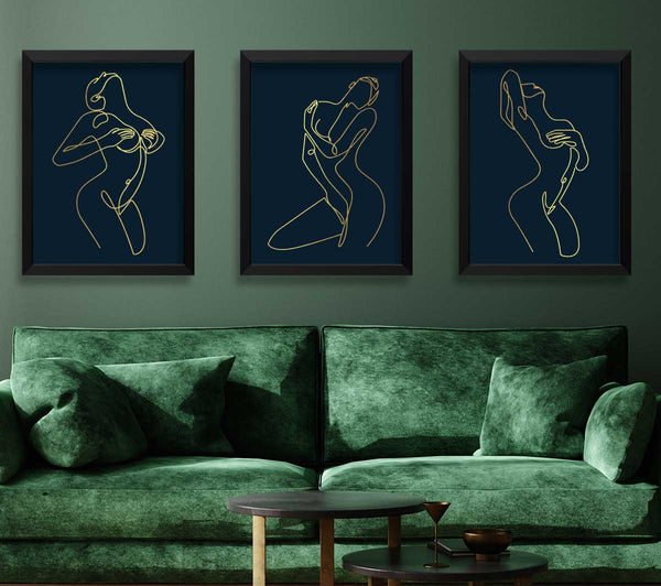 Fashion Line Art Blau und Gold
