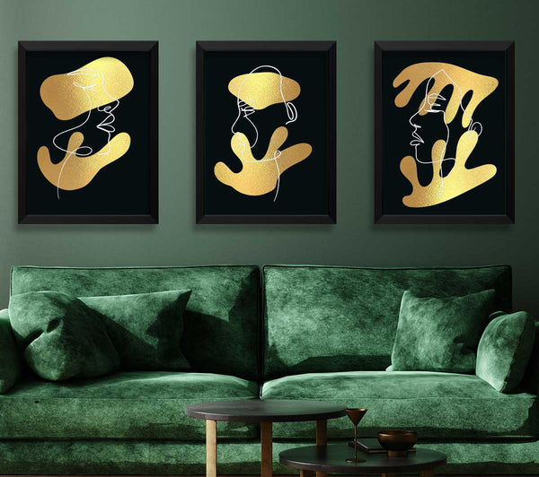 Line Art Blobs Schwarz und Gold