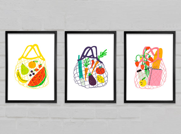 Grocery Shopping 3 Piece Prints