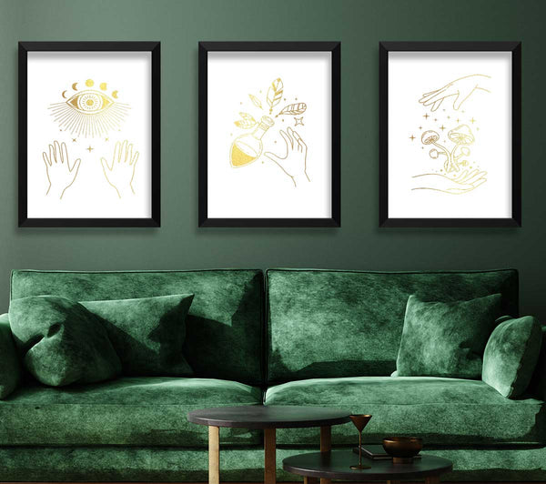 Line Art Mystisches Weiß und Gold