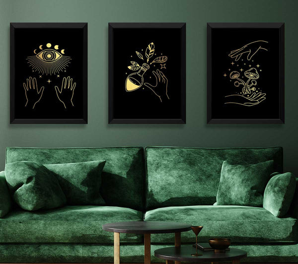 Line Art Mystisches Schwarz und Gold