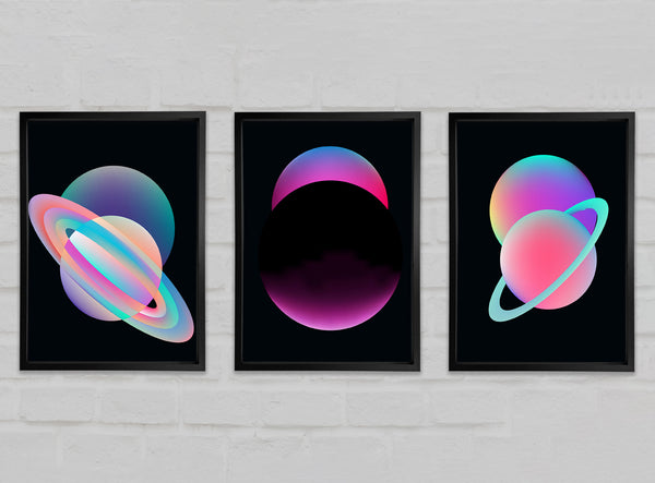 Neon Planet Worlds 3 Piece Prints