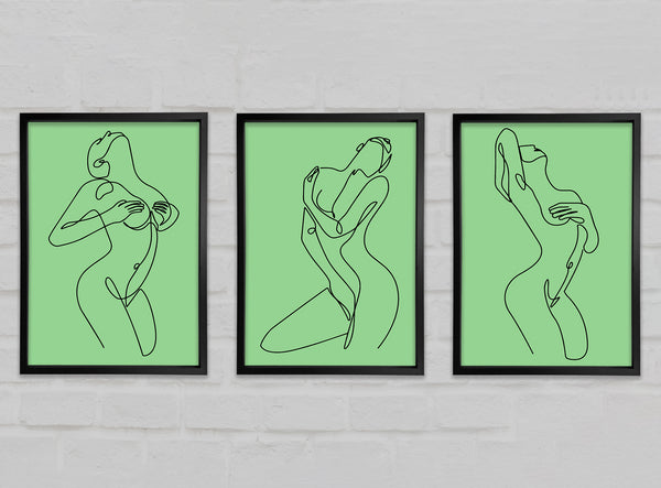 Line Art Green People Gallery Wall Art