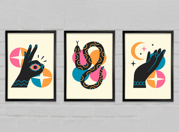 Snake Hands Set of 3 Framed Print