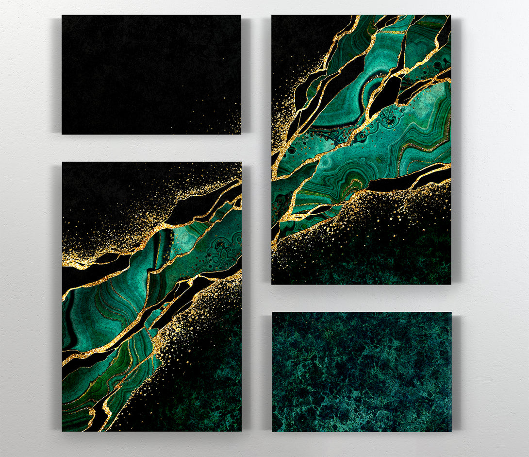  A Canvas Print of Green and Gold Marble Canvas Print