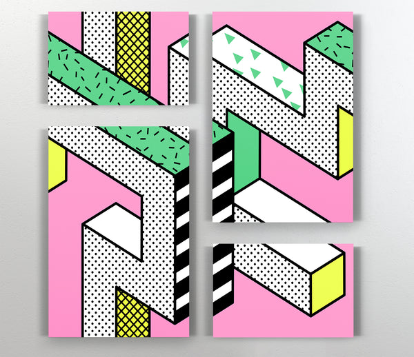  A Canvas Print of Retro Shapes Pink Canvas Wall Art