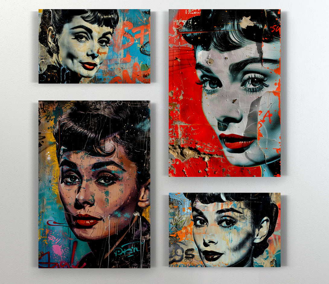  A Canvas Print of Audrey Hepburn Grafitti Canvas Art