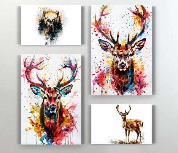  A Canvas Print of Stag Watercolour Canvas Art
