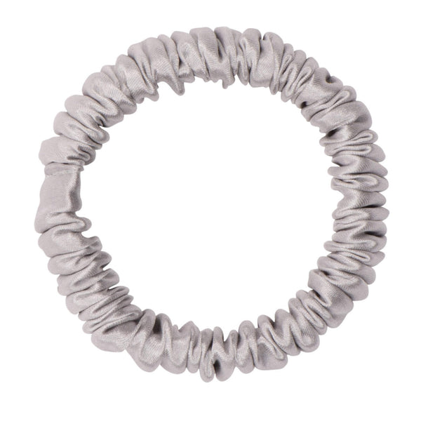 Silver Silk Scrunchie - Skinny