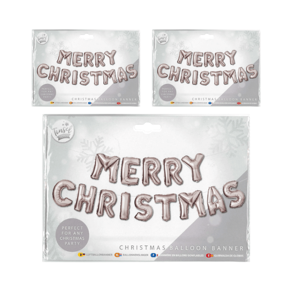 Wholesale Merry Christmas Balloon Banner- Silver - (Case of 12)