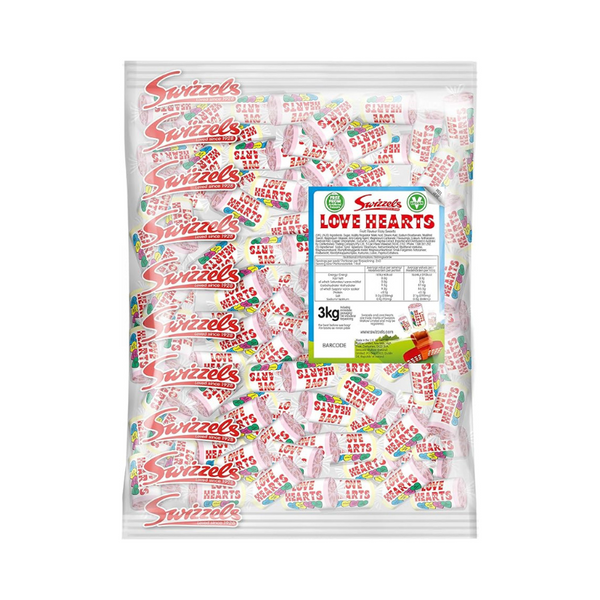 Wholesale - Swizzels Love Hearts 3kg - (260 Rolls)