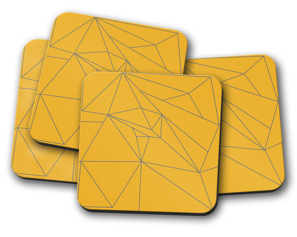 Yellow and Grey Lines Contemporary Coasters, Table Decor Drinks Mat