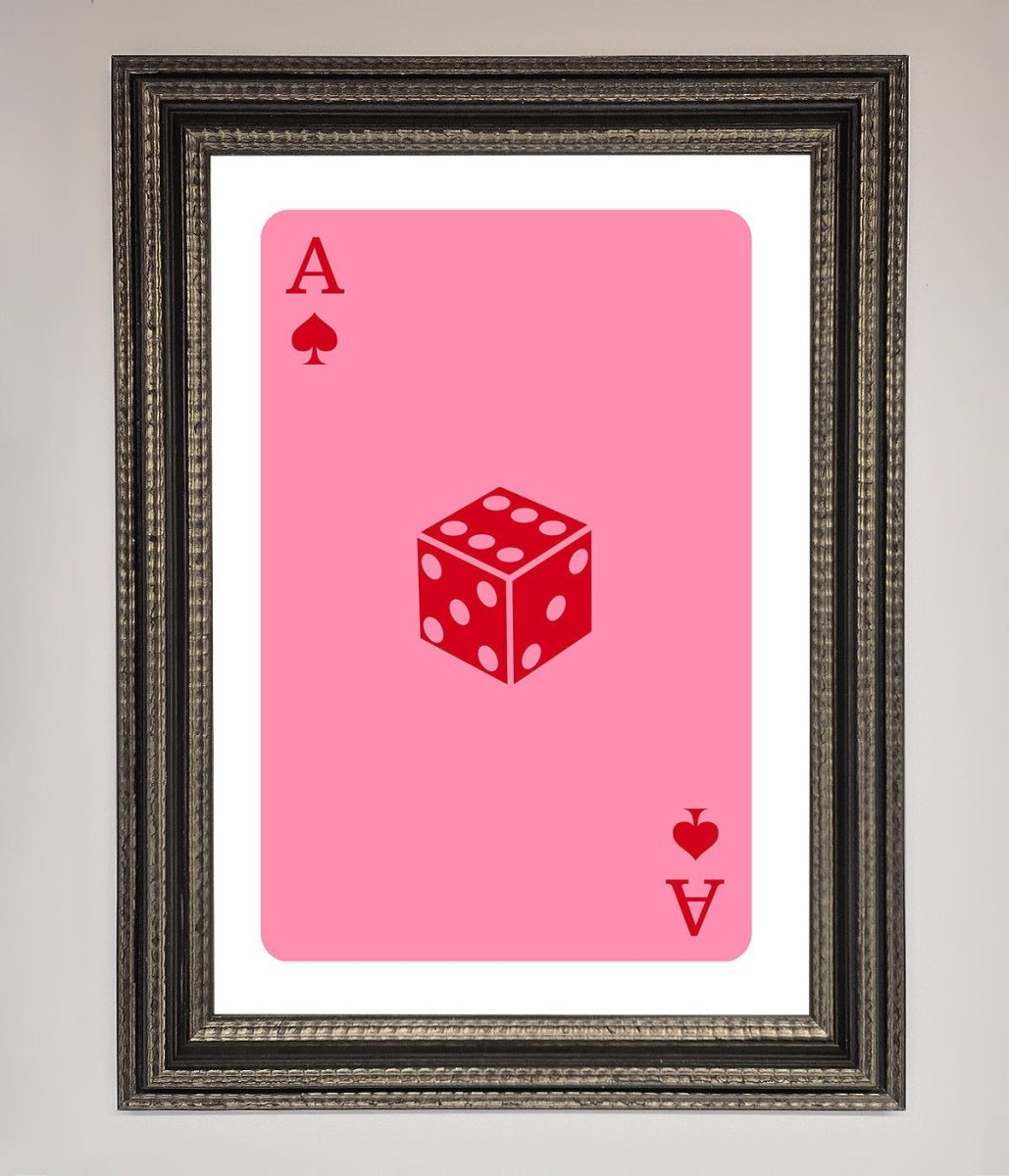 Ace Of Spades Poker Pink Framed Wall Art - Zestio