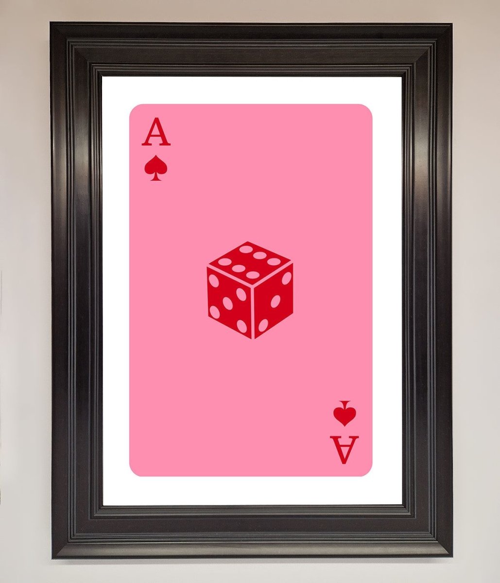 Ace Of Spades Poker Pink Framed Wall Art - Zestio