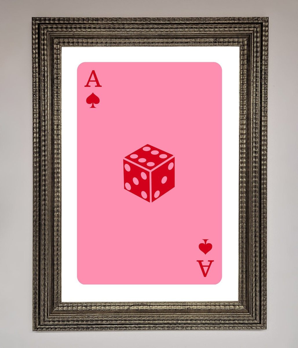 Ace Of Spades Poker Pink Framed Wall Art - Zestio