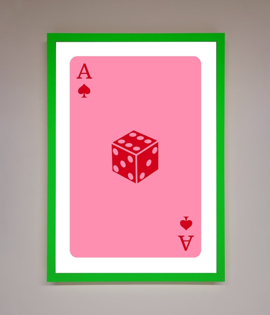 Ace Of Spades Poker Pink Framed Wall Art - Zestio