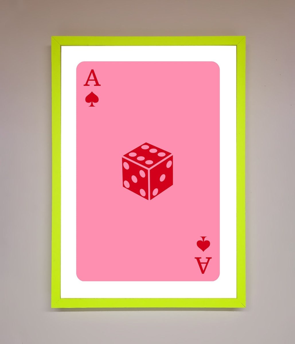 Ace Of Spades Poker Pink Framed Wall Art - Zestio