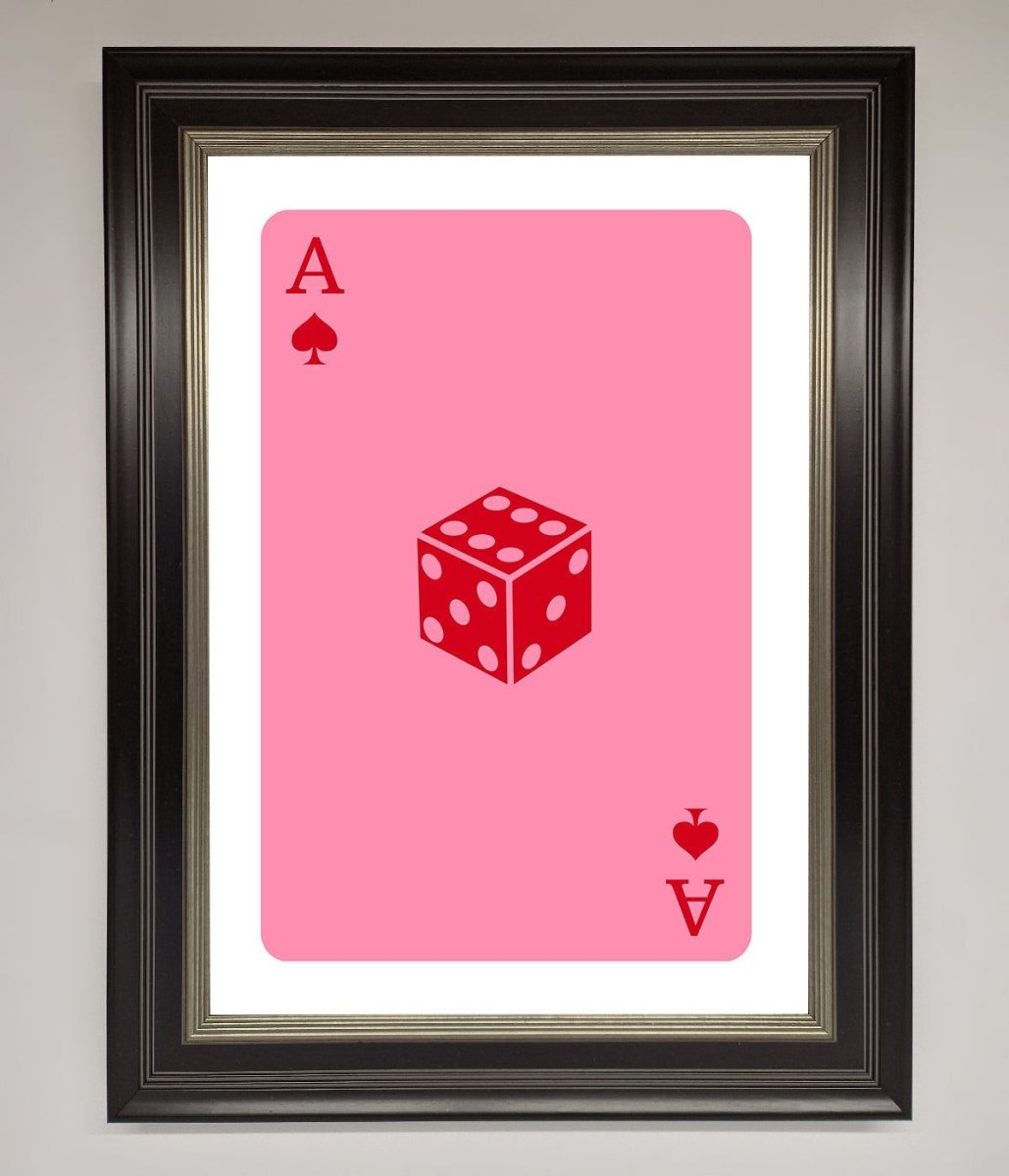 Ace Of Spades Poker Pink Framed Wall Art - Zestio