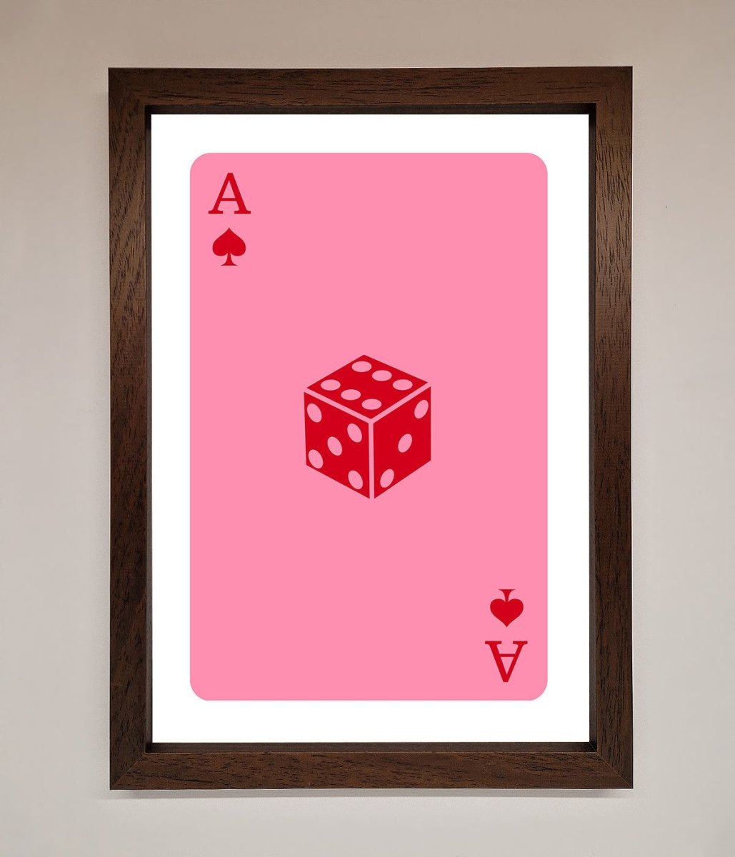 Ace Of Spades Poker Pink Framed Wall Art - Zestio