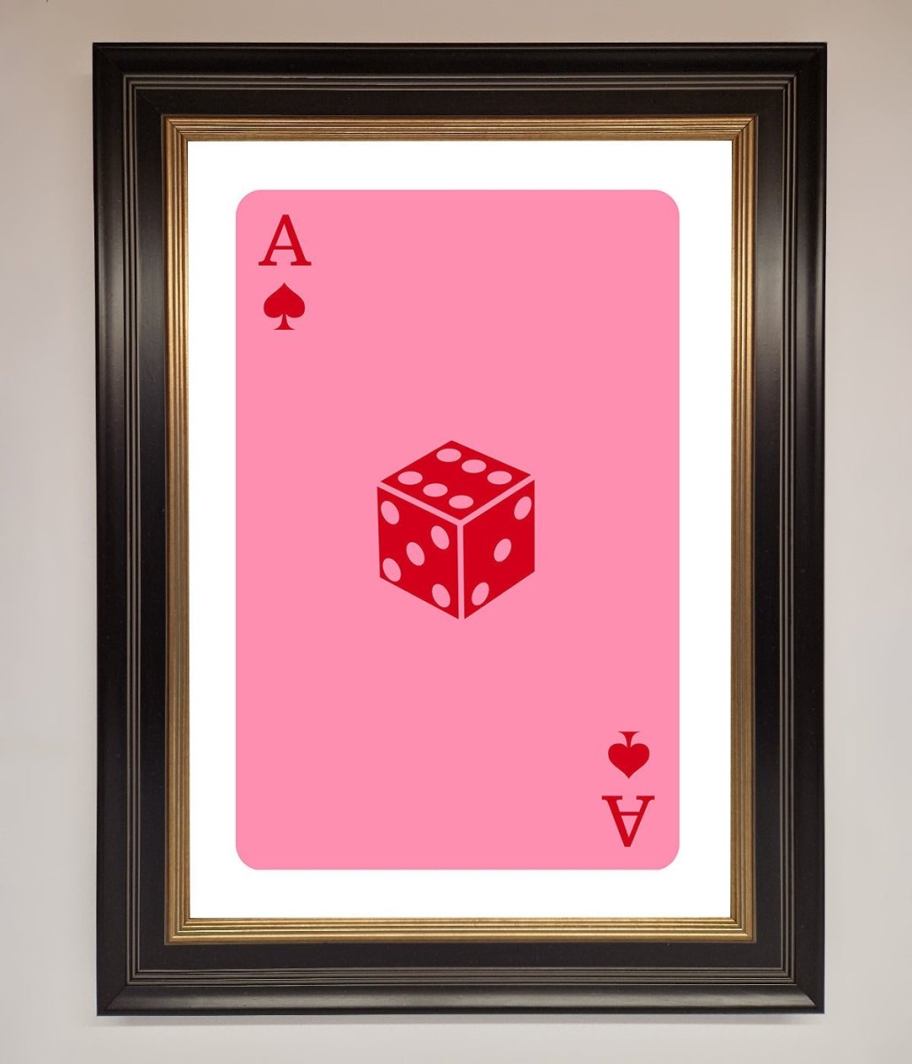 Ace Of Spades Poker Pink Framed Wall Art - Zestio