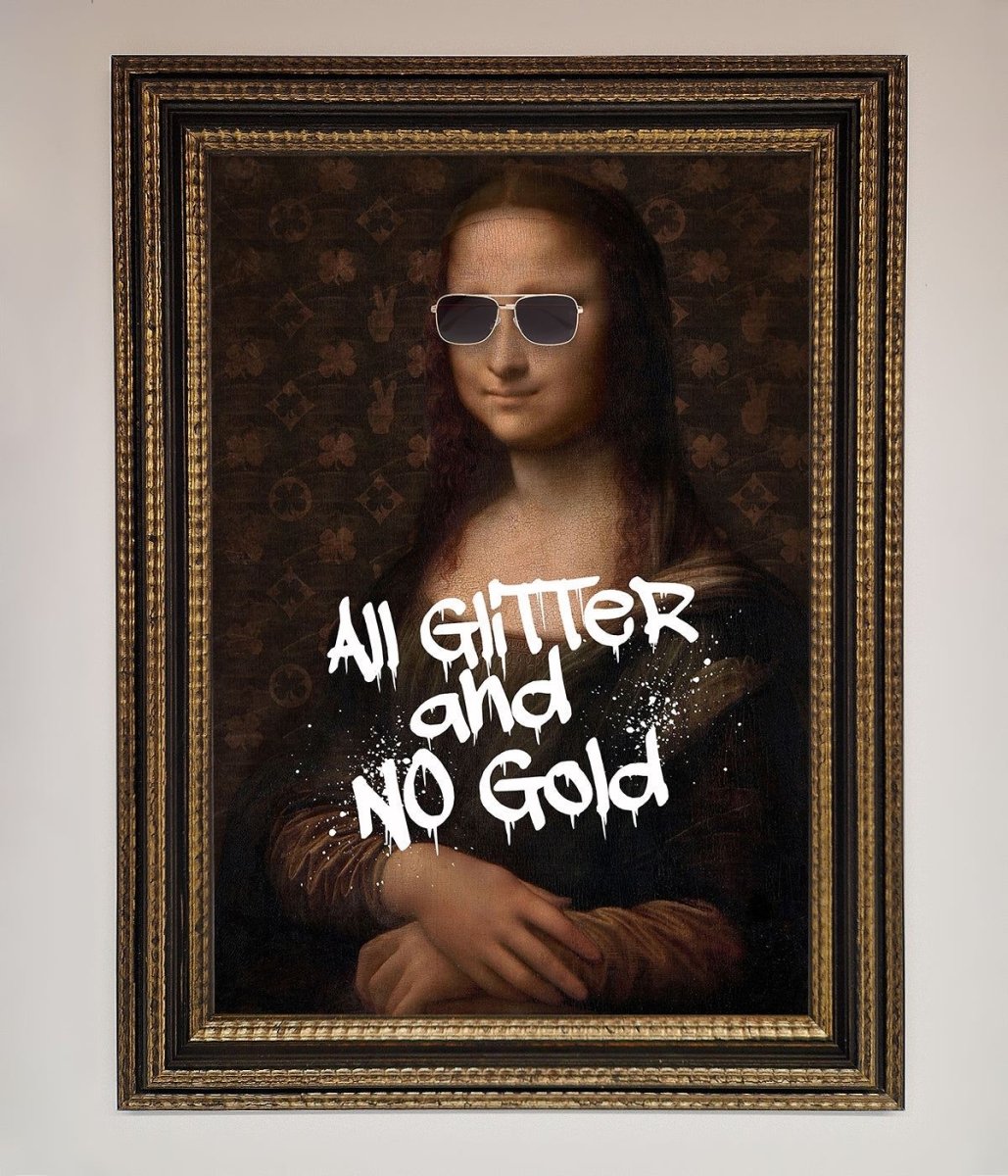 All Glitter No Gold Mona Lisa Framed Print - Zestio