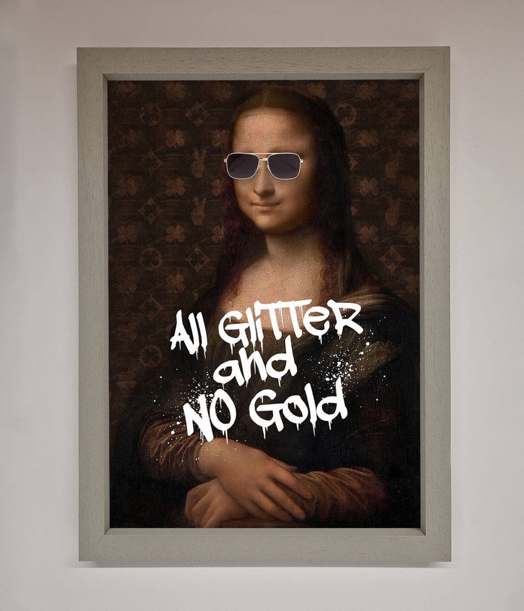 All Glitter No Gold Mona Lisa Framed Print - Zestio