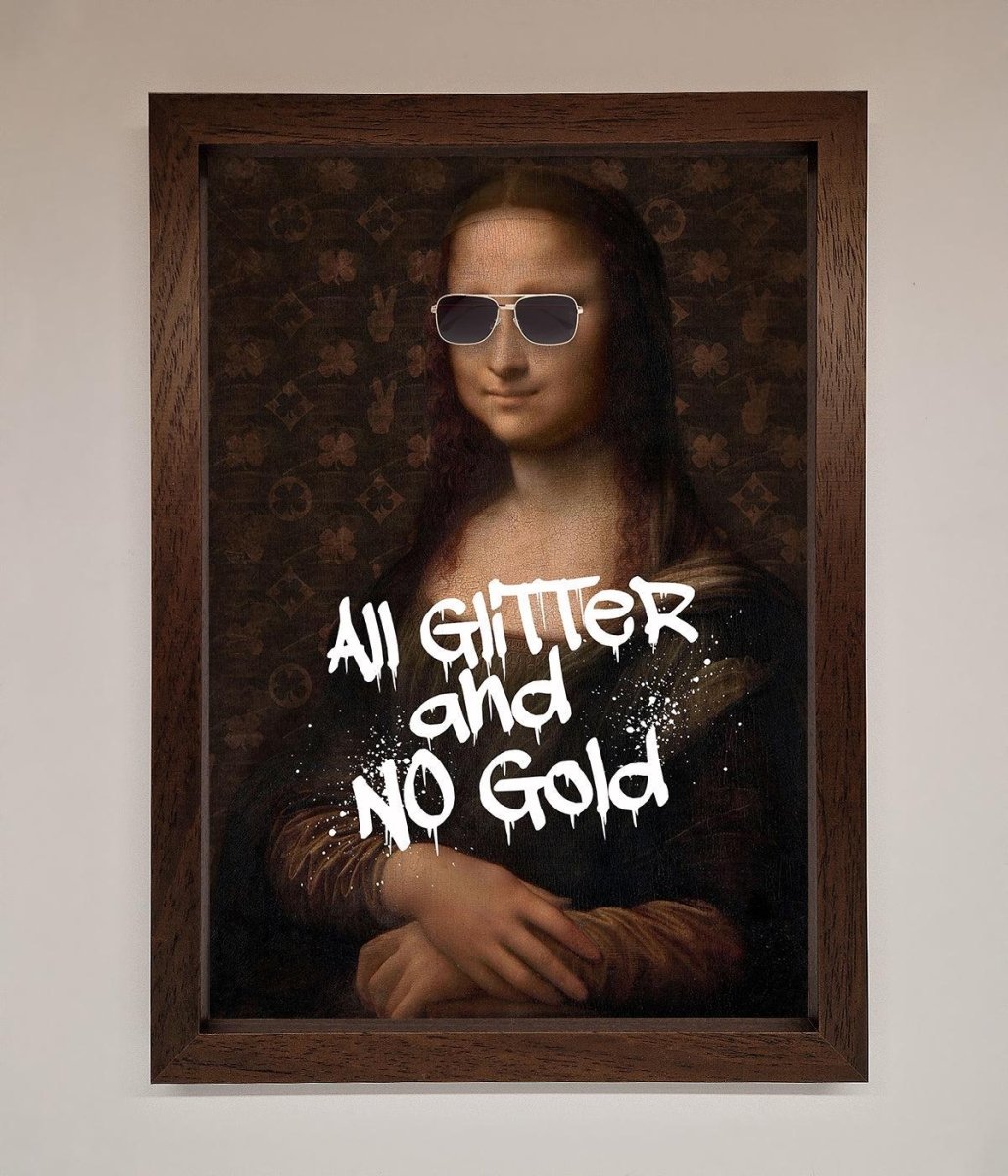 All Glitter No Gold Mona Lisa Framed Print - Zestio