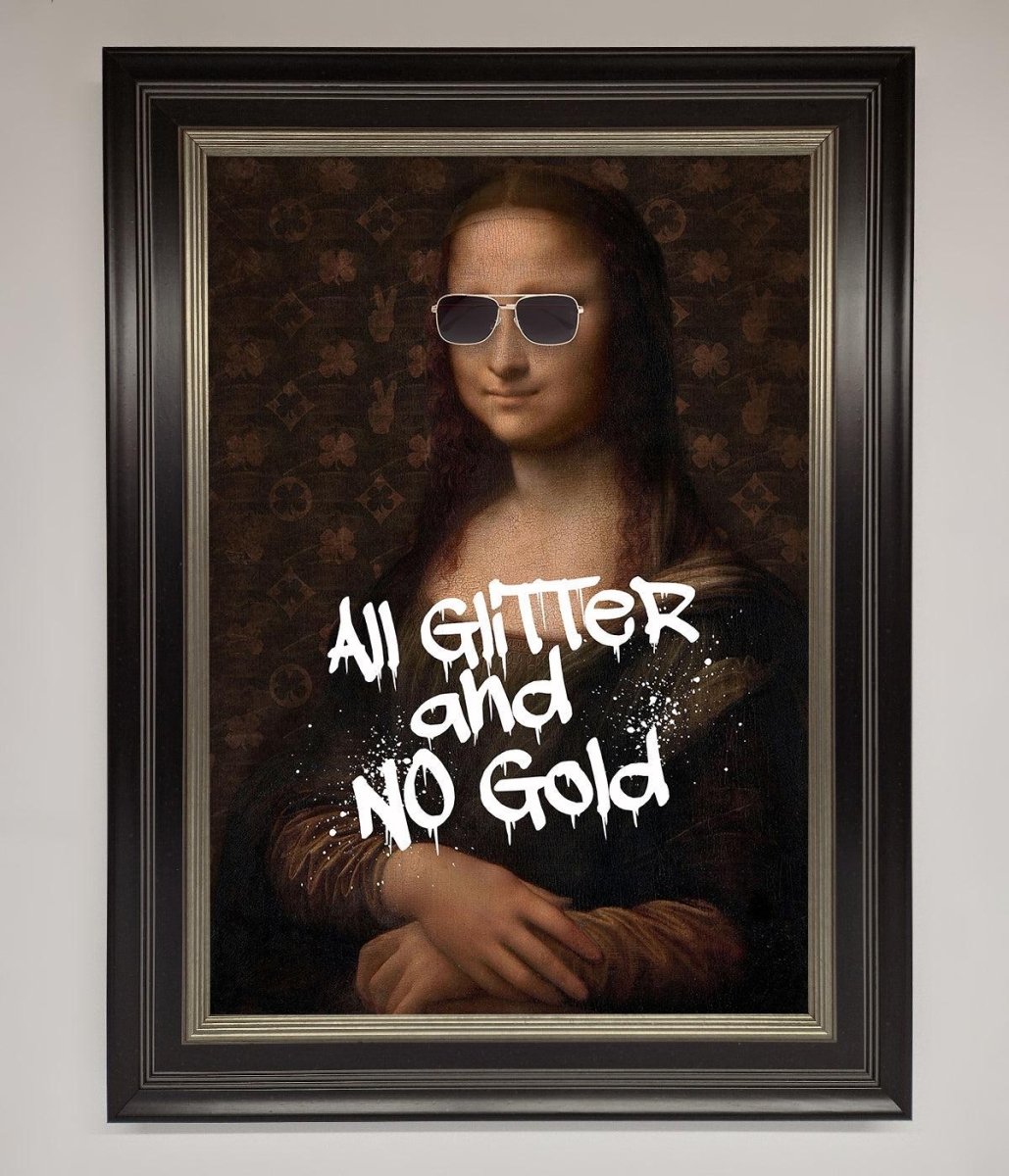 All Glitter No Gold Mona Lisa Framed Print - Zestio