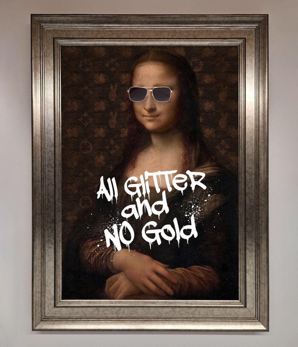 All Glitter No Gold Mona Lisa Framed Print - Zestio