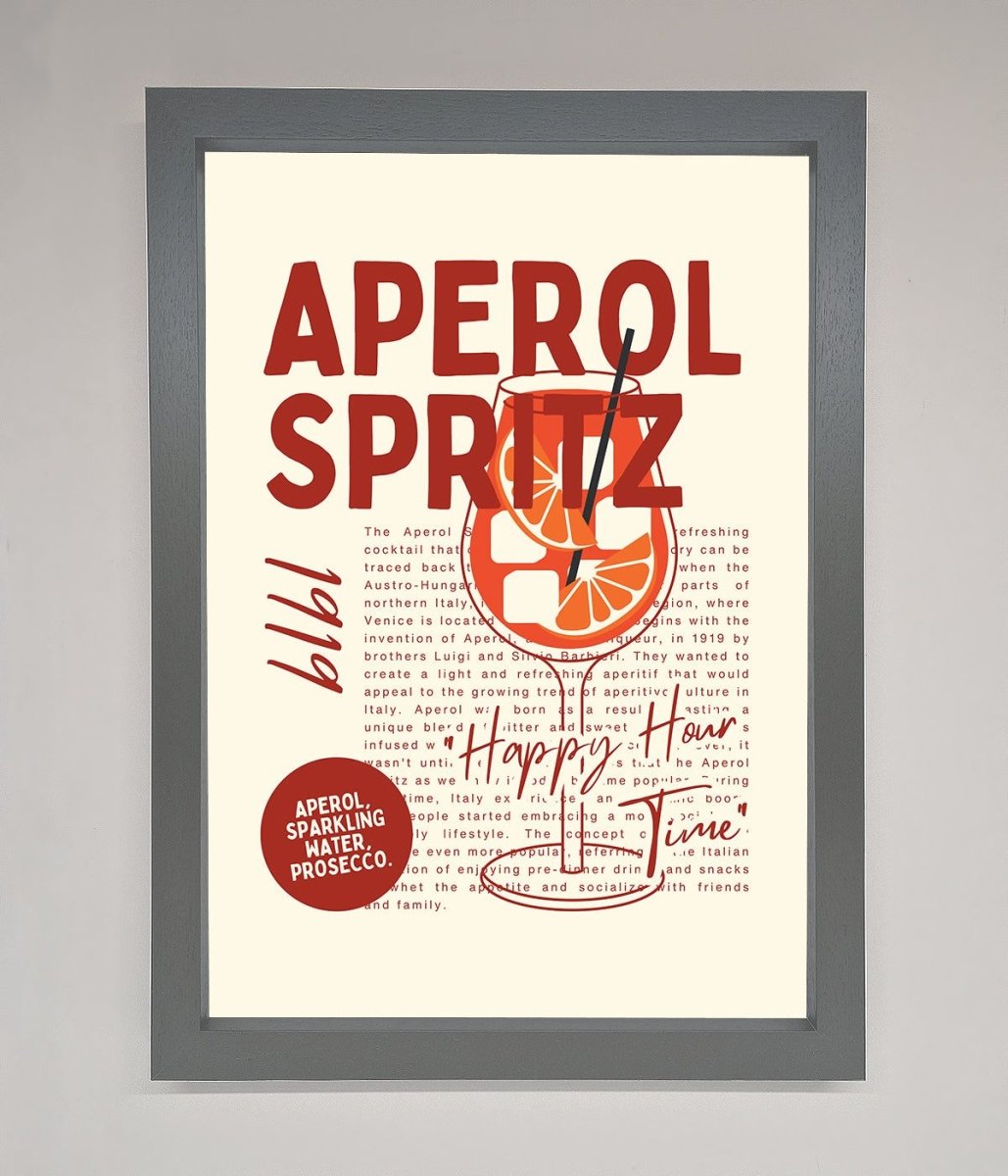 Aperol Spritz Happy Hour Cocktail Framed Wall Art - Zestio