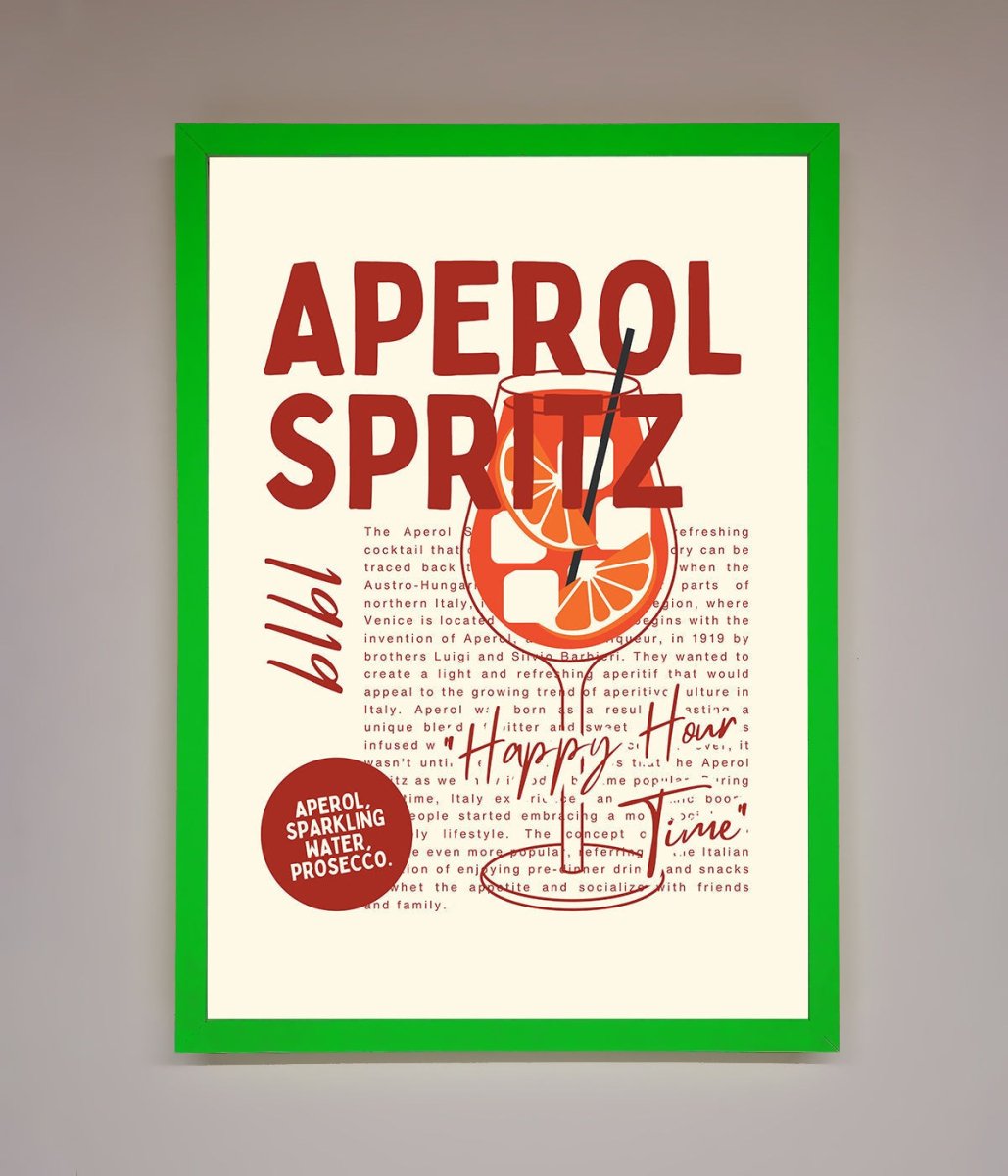 Aperol Spritz Happy Hour Cocktail Framed Wall Art - Zestio