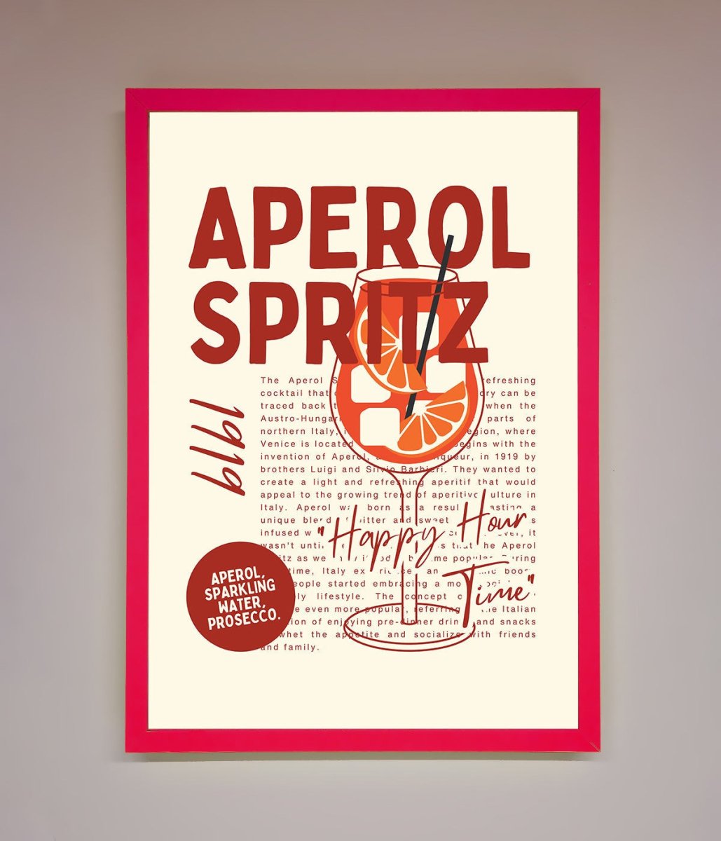 Aperol Spritz Happy Hour Cocktail Framed Wall Art - Zestio