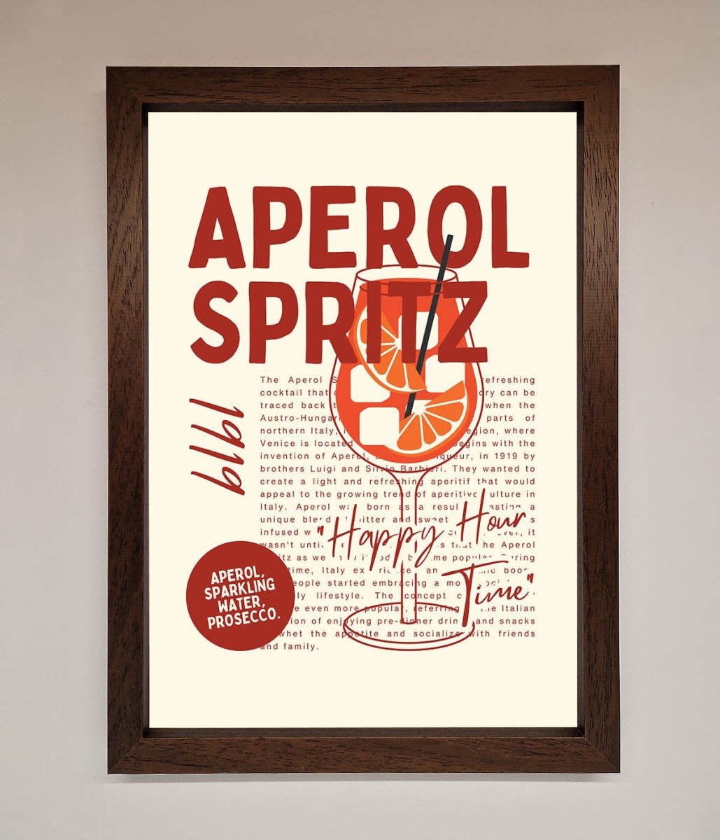 Aperol Spritz Happy Hour Cocktail Framed Wall Art - Zestio