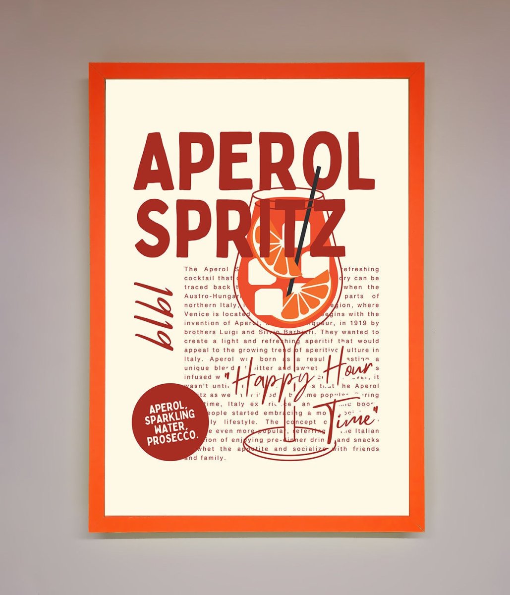 Aperol Spritz Happy Hour Cocktail Framed Wall Art - Zestio