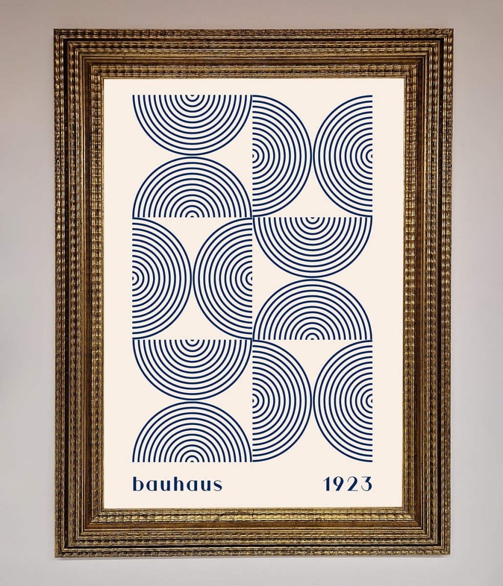 Bauhaus Print 1923 Navy Abstract Framed Poster - Zestio