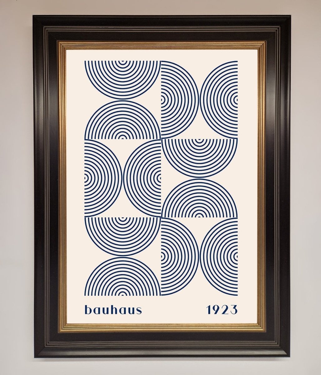 Bauhaus Print 1923 Navy Abstract Framed Poster - Zestio