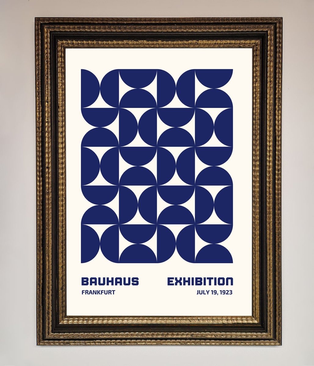 Bauhaus Print July 1923 Navy Blue Abstract Framed Wall Art - Zestio