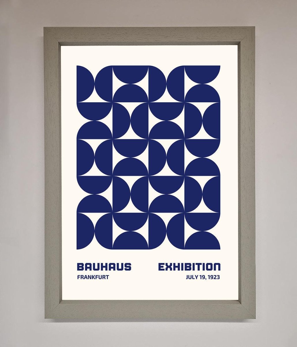 Bauhaus Print July 1923 Navy Blue Abstract Framed Wall Art - Zestio