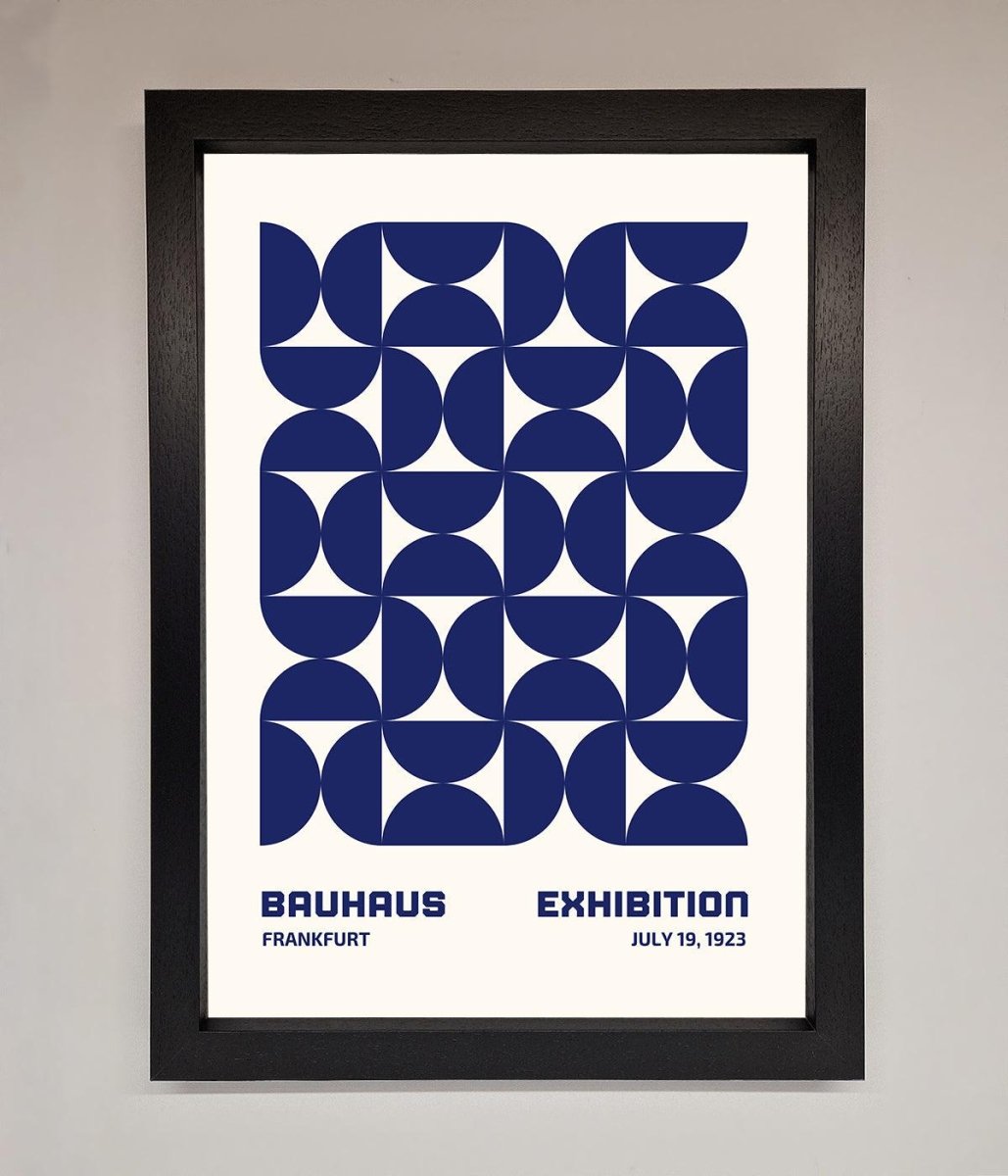 Bauhaus Print July 1923 Navy Blue Abstract Framed Wall Art - Zestio
