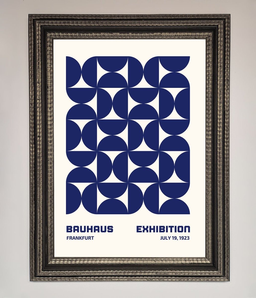 Bauhaus Print July 1923 Navy Blue Abstract Framed Wall Art - Zestio