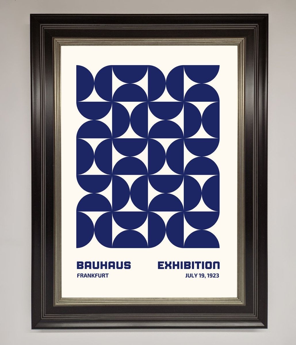 Bauhaus Print July 1923 Navy Blue Abstract Framed Wall Art - Zestio