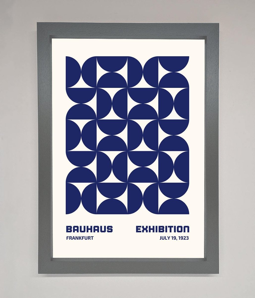 Bauhaus Print July 1923 Navy Blue Abstract Framed Wall Art - Zestio