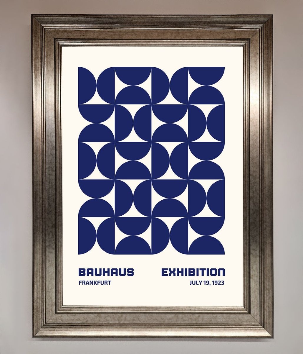 Bauhaus Print July 1923 Navy Blue Abstract Framed Wall Art - Zestio