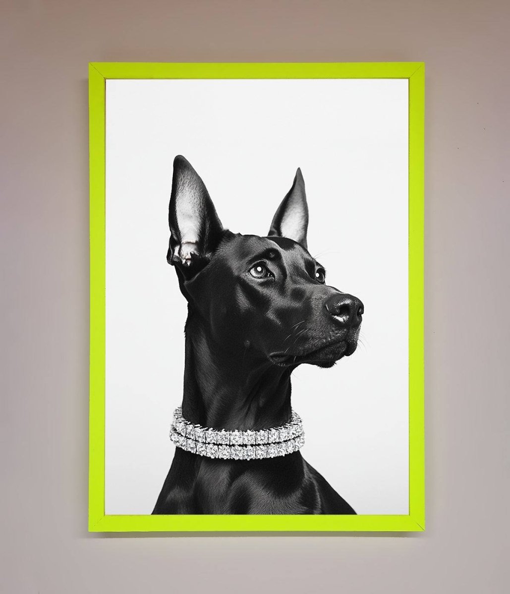 Black Doberman Diamond Neckless Framed Poster - Zestio